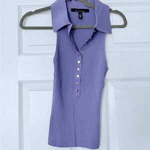 New White House Black Market Lavender Sleeveless Collared Blouse